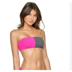NWT PQ Swim Pilyq Acai Reef Two Tone‎ Bandeau Top Women's Size M